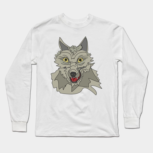 Gray wolf Long Sleeve T-Shirt by Alekvik